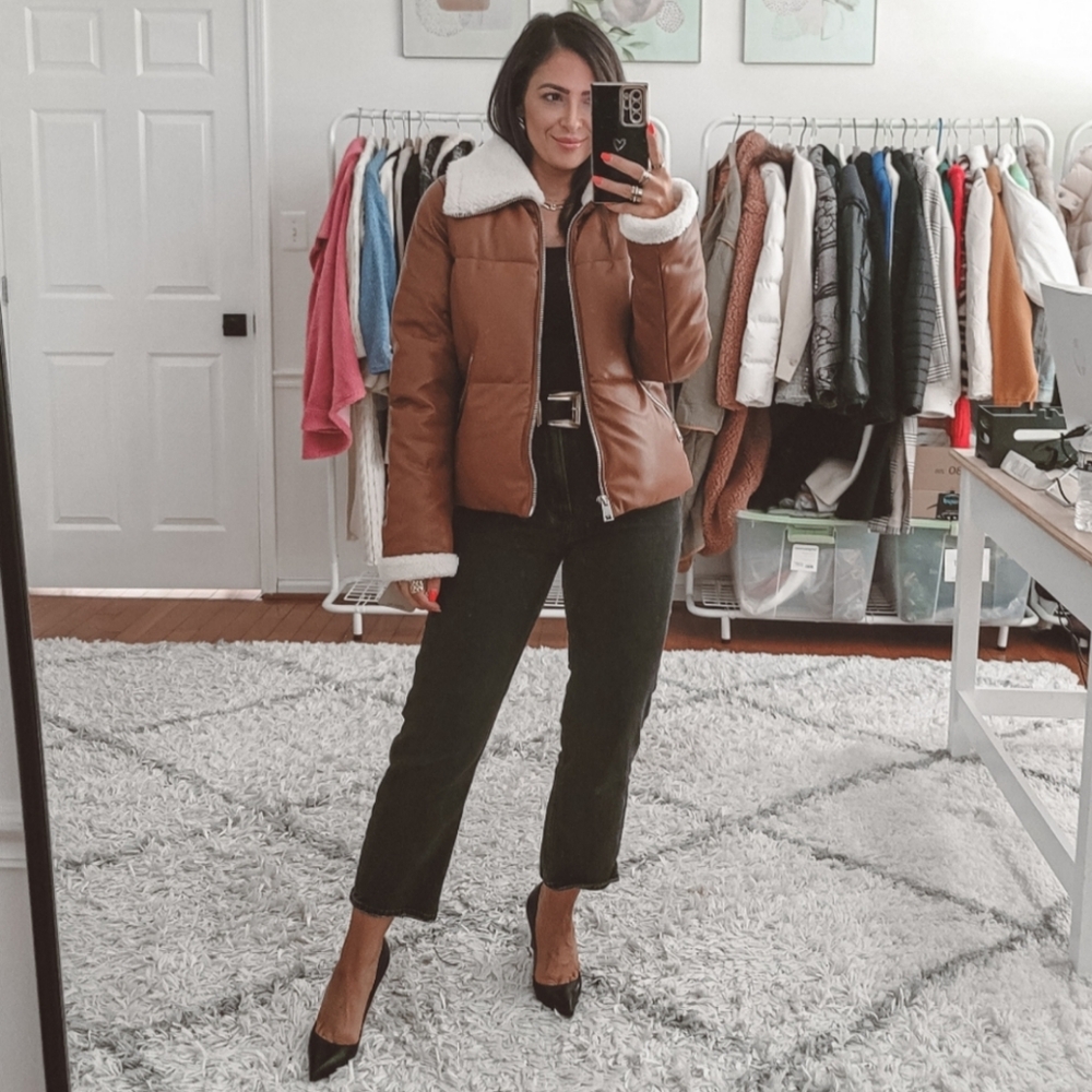Levi's $180 retail brown faux leather sherpa jacket nwt